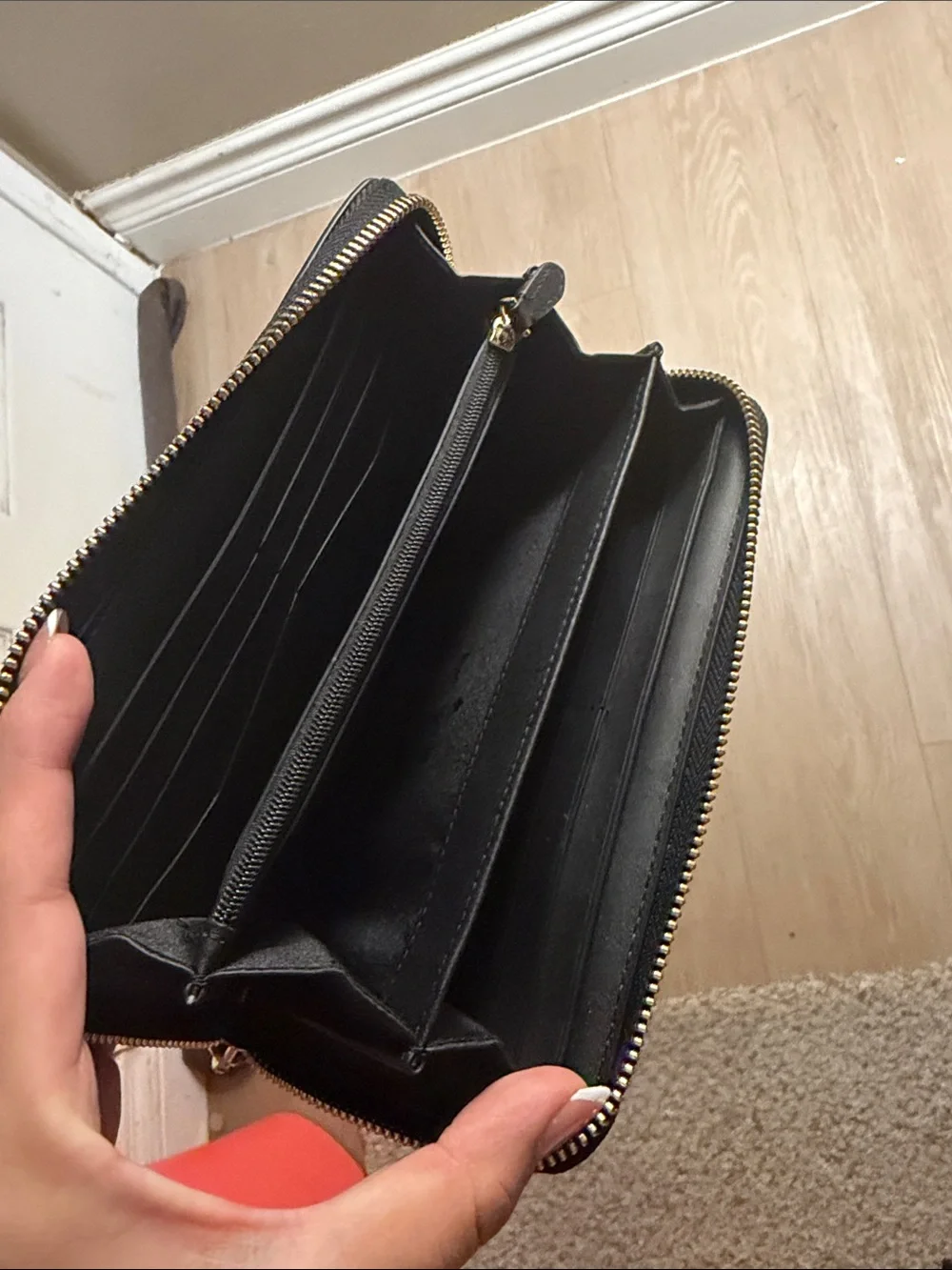 kate spade Two-Tone Black and Taupe Saffiano Leather Wallet